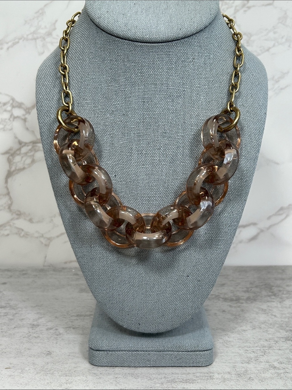 J. Crew Chunky Dusty Rose Acrylic Link Necklace
